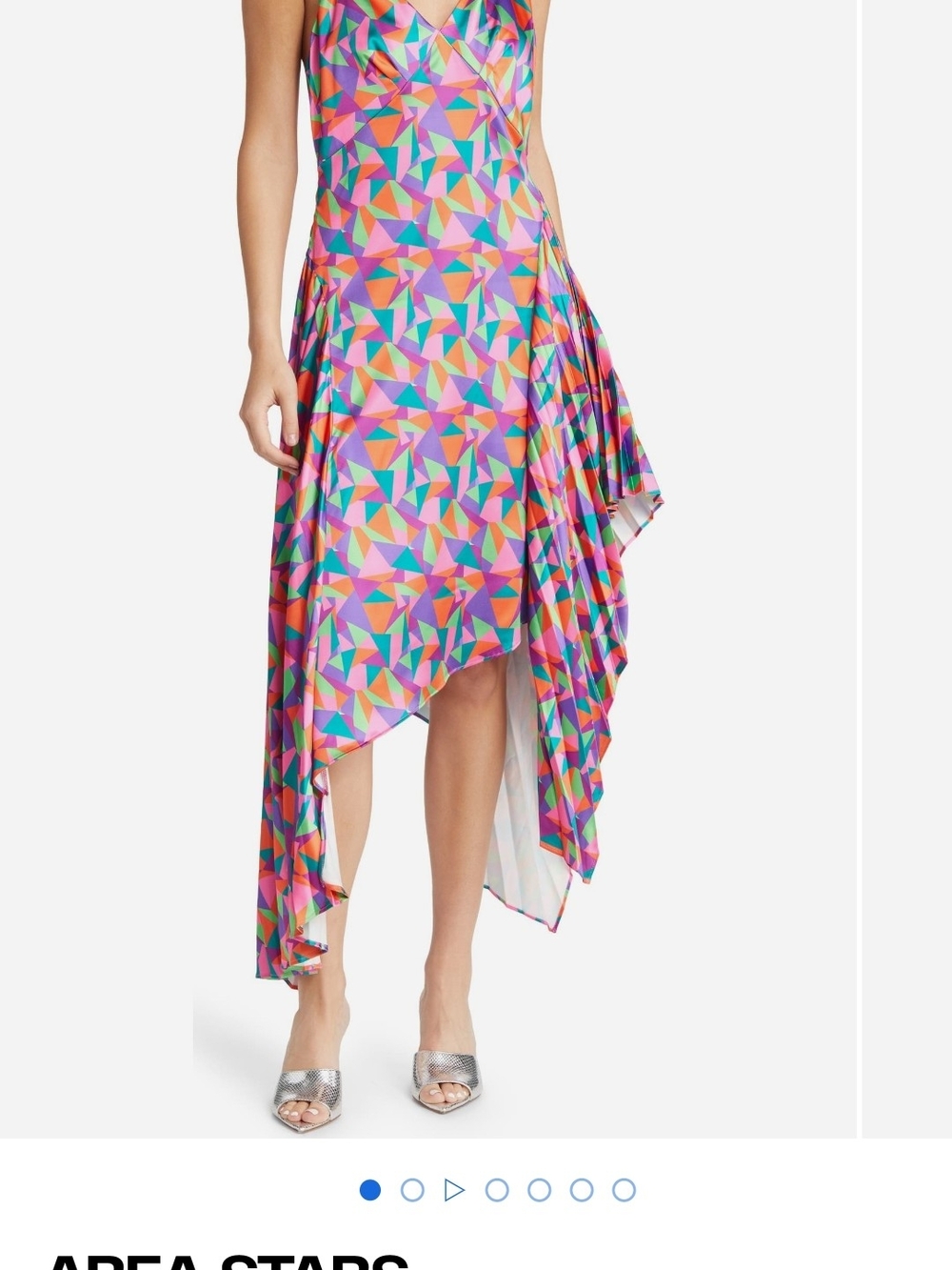 Astars Multicolor Geometric Asymmetrical Handkerchief Hem Skirt